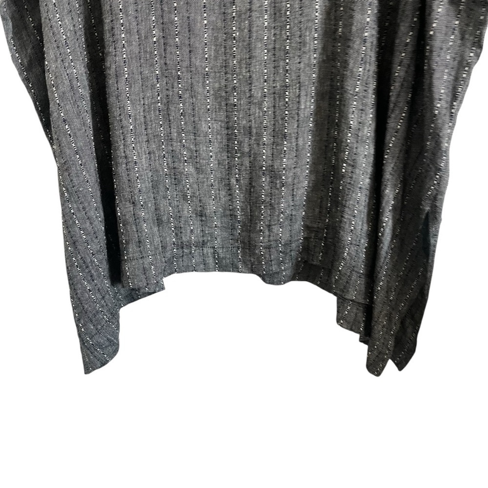 ESKANDAR Linen Blend Oversized Collared Short Sleeve Tunic Top - Picture 6 of 12